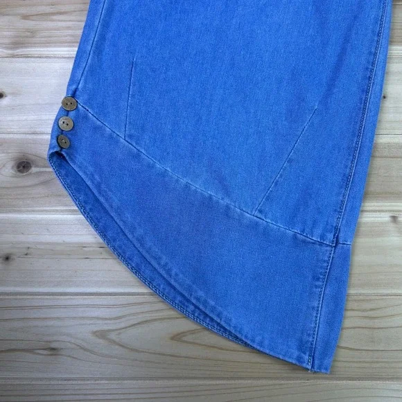 Shein Jeans Womens 27 Wide Leg High Rise Elastic Waist Angled Hem Denim Jeans - Picture 3 of 15